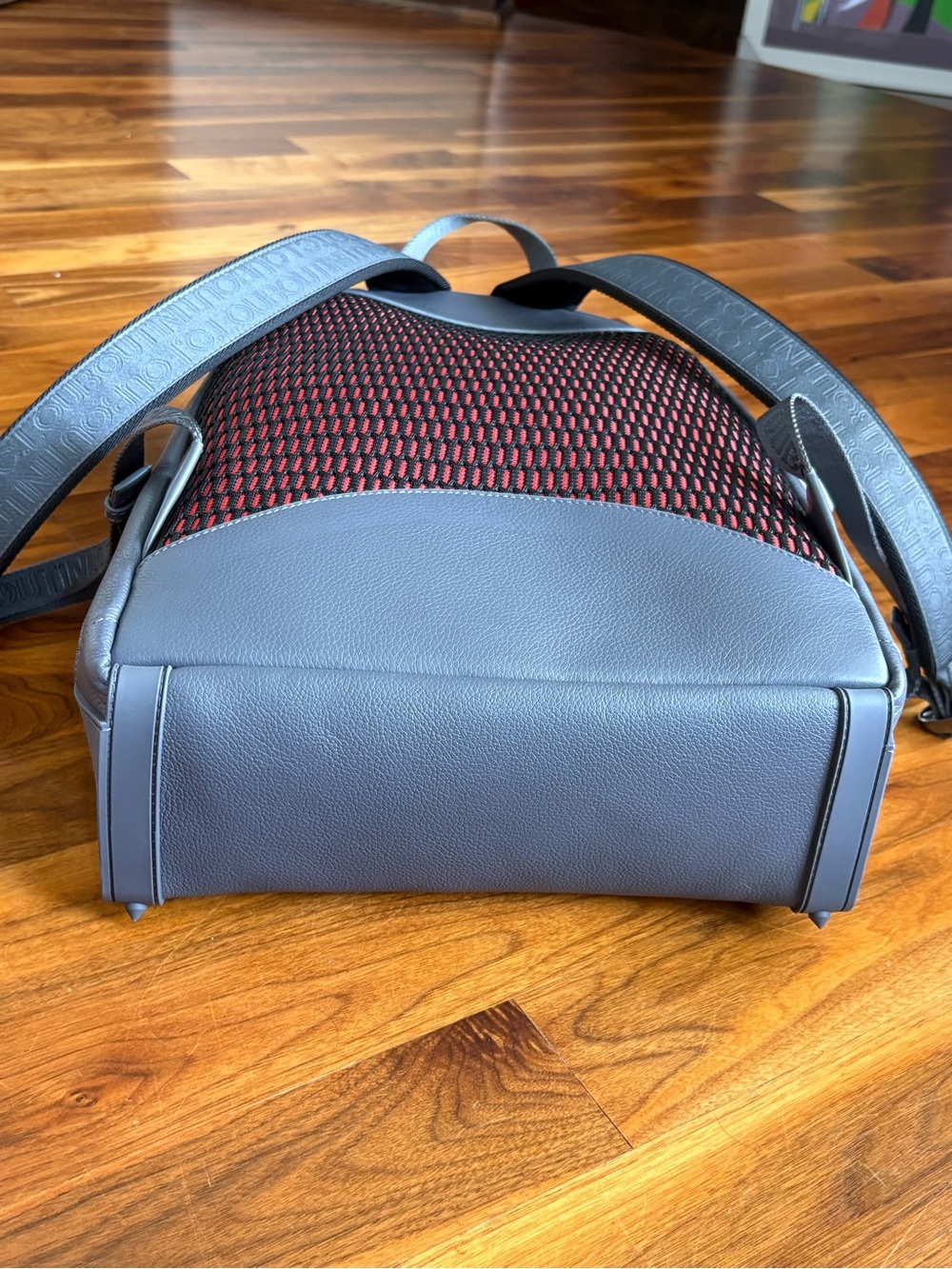 Christian Louboutin Back Paris Gray Leather Spike-Trim Backpack, NEW - Picture 8 of 17